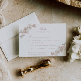 Cartão RSVP Casamento Floral Romântico de Blush Vintage