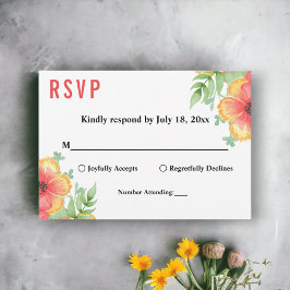 Cartão RSVP Casamento Floral Romântico de Flores Botânicas Boh