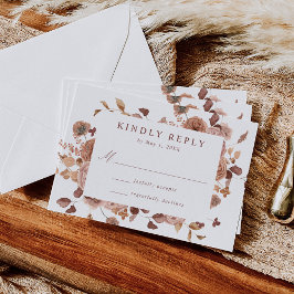 Cartão RSVP Casamento Floral Romântico de Outono