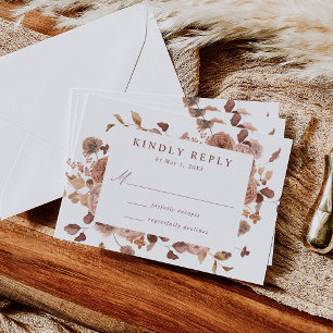 Cartão RSVP Casamento Floral Romântico de Outono