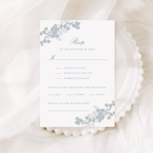 Cartão RSVP Casamento Floral Romântico de Vintage Azul
