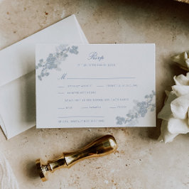 Cartão RSVP Casamento Floral Romântico de Vintage Azul