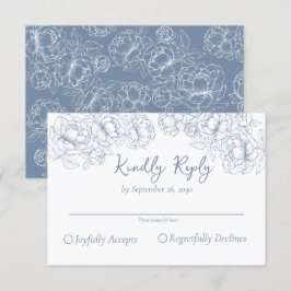 Cartão RSVP Casamento Floral Romântico do Boro Azul