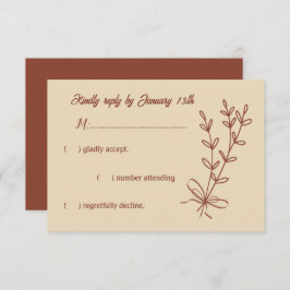 Cartão RSVP Casamento floral romântico elegante de terracotta