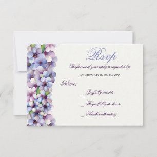 Cartão RSVP Casamento Floral Romântico Poético Lilac Watercolo
