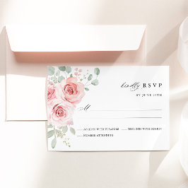 Cartão RSVP Casamento Floral Rosa Bege