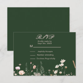 Cartão RSVP Casamento Floral Rosa Bege Primavera Flor Silvestr