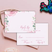 Casamento Floral Rosa-Rosa-Blush com Aquarela Eleg