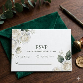 Cartão RSVP Casamento Floral Rosas Salvia