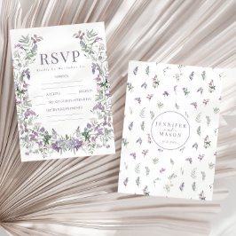 Cartão RSVP Casamento floral roxo boêmio