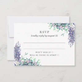 Cartão RSVP Casamento floral roxo de Watercolor. Flores lavand