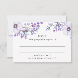 Cartão RSVP Casamento floral roxo de Watercolor. Lilac botânic