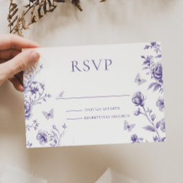 Cartão RSVP Casamento Floral Roxo Encantado