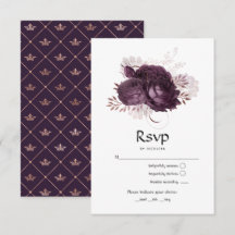 Casamento Floral Roxo Escuro e Dourado Rosa