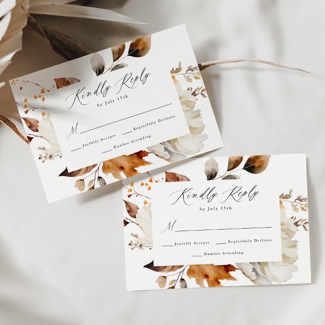 Cartão RSVP Casamento Floral Rustic Autumn (Criador carregado)