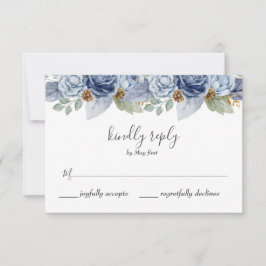 Cartão RSVP Casamento Floral Rustic Blue Winter