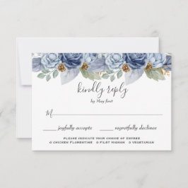 Cartão RSVP Casamento Floral Rustic Blue Winter