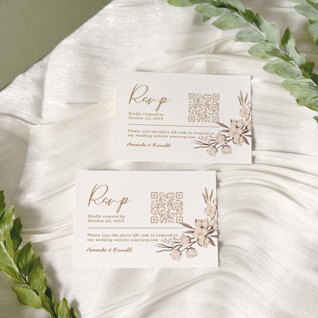 Cartão RSVP Casamento Floral Rustic Cotton (Criador carregado)