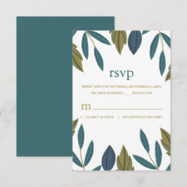 Cartão RSVP Casamento Floral Rustic Leaf