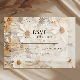 Cartão RSVP Casamento Floral Rustic Neutral Boho