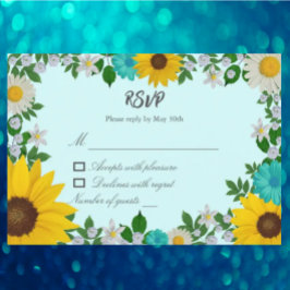 Cartão RSVP Casamento Floral Rustic Sunflower Daisy