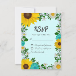 Cartão RSVP Casamento Floral Rustic Sunflower Daisy