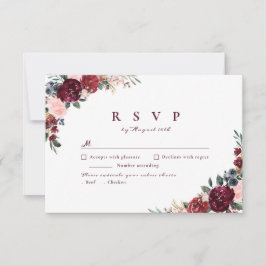 Cartão RSVP Casamento floral rústico de bragundia