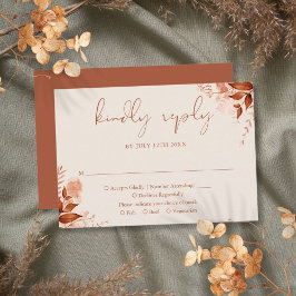 Cartão RSVP Casamento Floral Rústico Elegante Outono