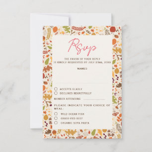 Cartão RSVP Casamento Floral Rústico Seco Boêmio Outono
