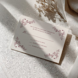 Cartão RSVP Casamento Floral Rústico Vintage Vinho Quadro
