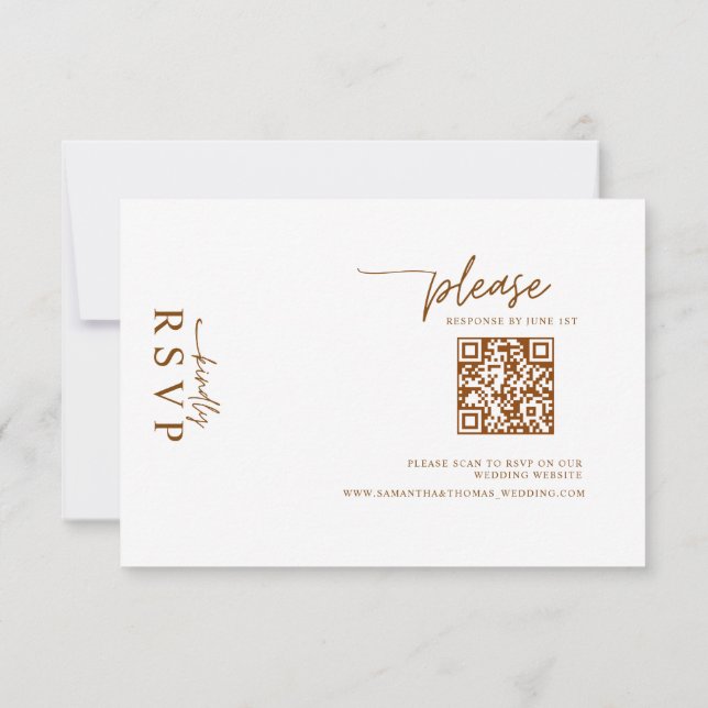 Cartão RSVP Casamento Floral Terracota Rústico Digital Código  (Verso)
