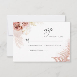 Cartão RSVP Casamento Floral Terracotta Pampas Grass