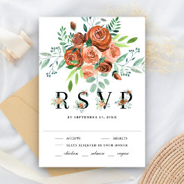 Cartão RSVP Casamento Floral Terthy Orange Rosa Terracotta