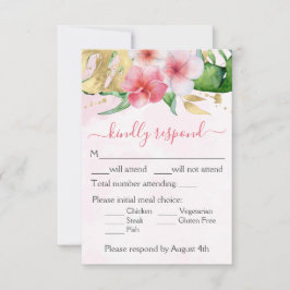 Cartão RSVP Casamento Floral Tropical