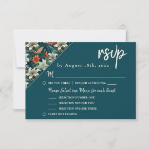 Cartão RSVP Casamento Floral Tropical Elegante