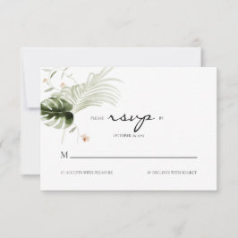 Cartão RSVP Casamento Floral Verde Boho Elegante