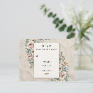 Cartão RSVP Casamento Floral Verde Sálvia Branca + Areia 