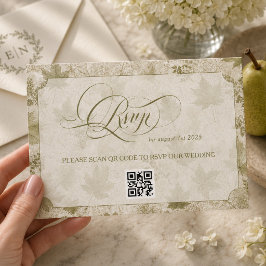 Cartão RSVP Casamento Floral Verde Salvia Vintage