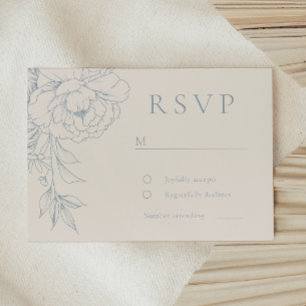 Cartão RSVP Casamento Floral Vintage Azul Elegante