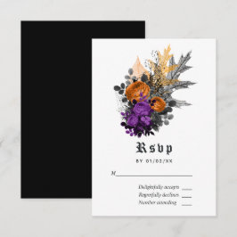 Cartão RSVP Casamento Floral Vintage de Halloween