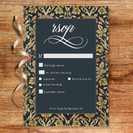 Cartão RSVP Casamento Floral vitoriano William Morris