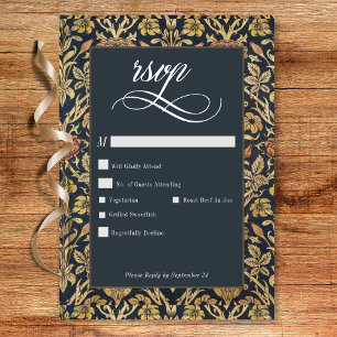 Cartão RSVP Casamento Floral vitoriano William Morris