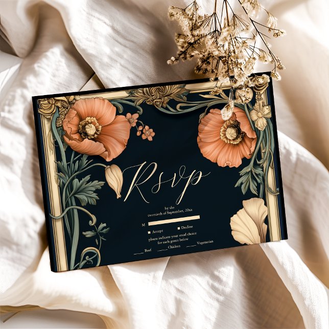 Cartão RSVP Casamento Floral Whimsical Casamento Vitoriano Rea (Criador carregado)