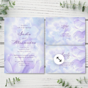 Cartão RSVP Casamento Flores de Lilás Roxo Claro Elegantes