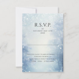 Cartão RSVP Casamento Floresta de Inverno Encantada
