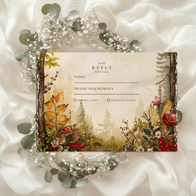 Cartão RSVP Casamento Floresta Outonal (Criador carregado)
