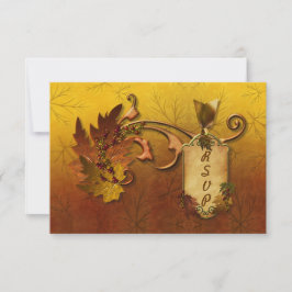 Cartão RSVP Casamento Folhas de Ouro de Outono