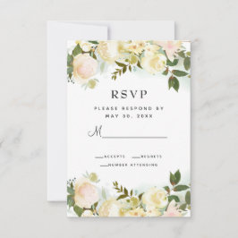 Cartão RSVP Casamento Folhas de Verdura Botânica Floral Elegan