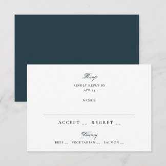 Cartão RSVP Casamento Formal Azul-Navy Empoeirado