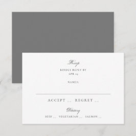 Cartão RSVP Casamento Formal Clássico Cinza Branco